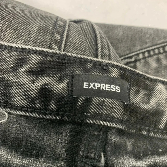 Express Jeans 90s Ankle‎ Boot Woman 14  Black Fade Distressed All Cotton Boho - Picture 8 of 12